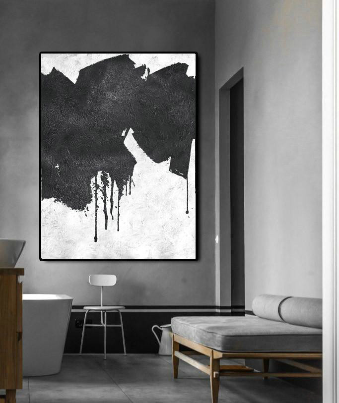 Black And White Minimal Painting On Canvas,Contemporary Canvas Paintings #A4O7